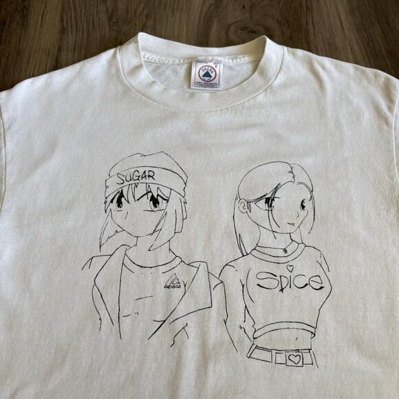 Vintage Anime T-Shirt Men's Size S White Sugar Spice Rare - Picture 2 of 6